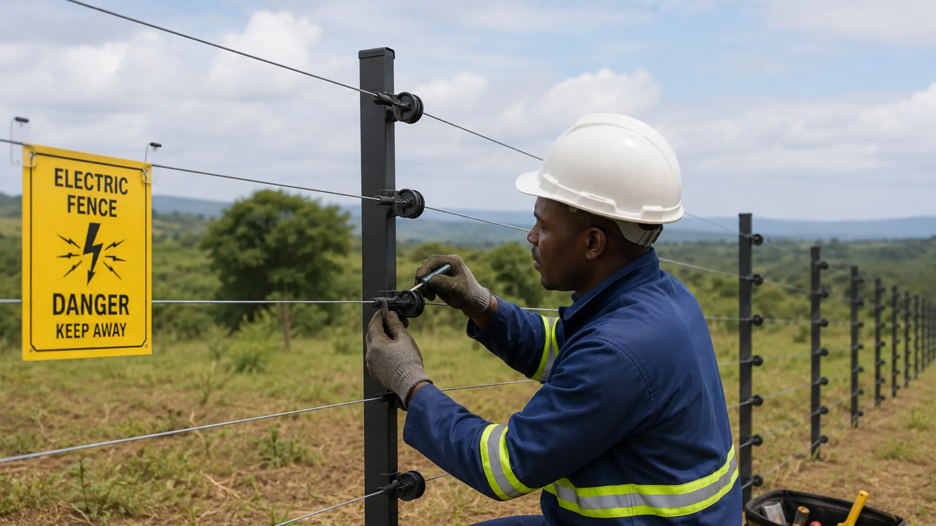 Secure high voltage electrical fencing installation