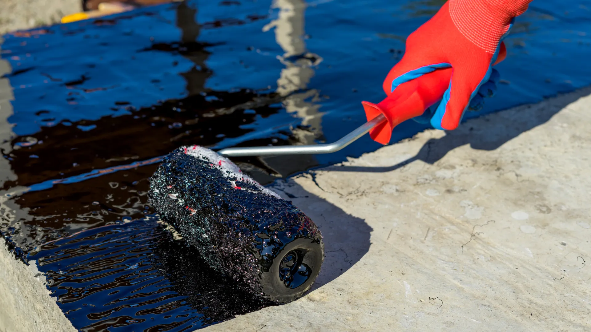 Liquid rubber waterproofing application